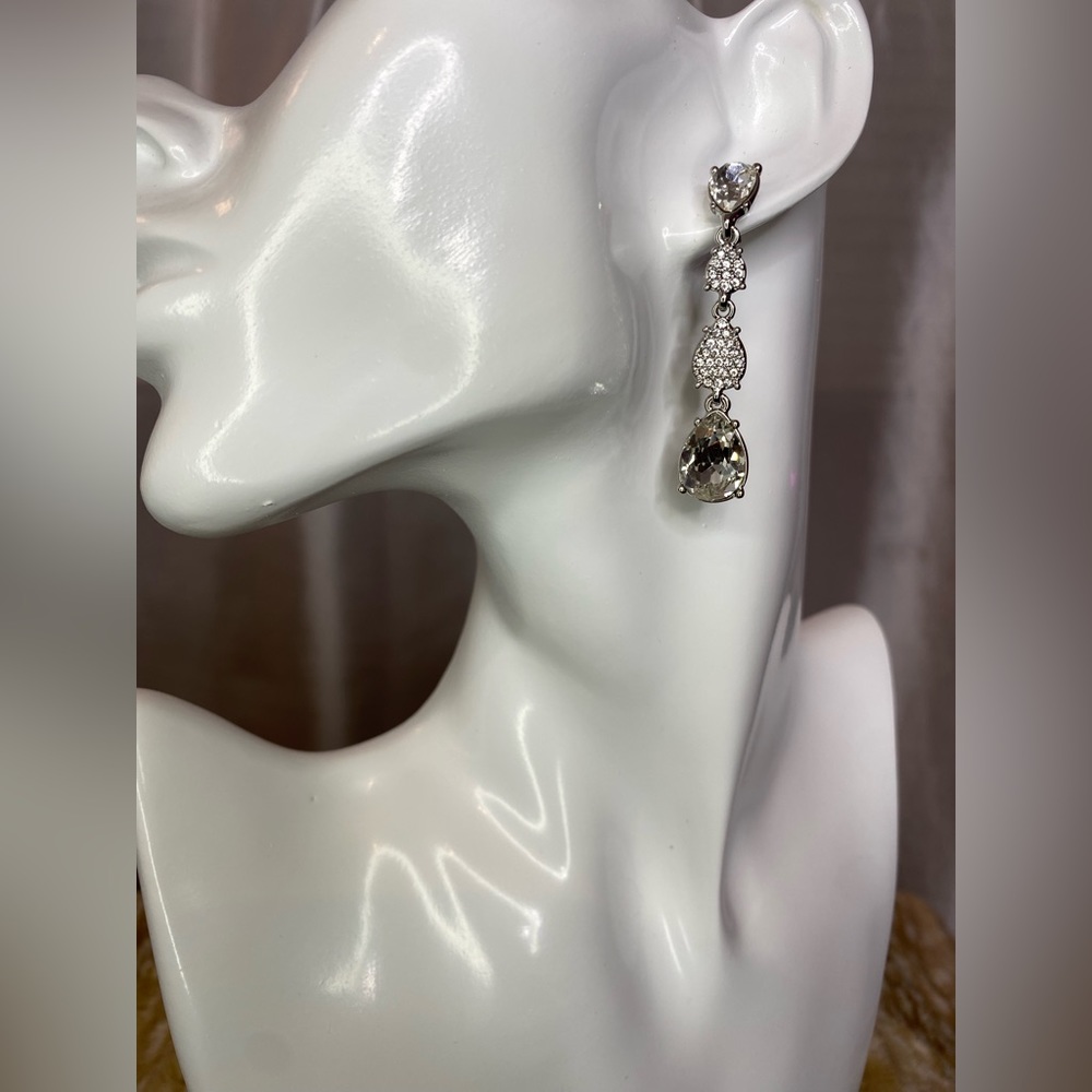 Givenchy Pear Cut Pave Crystal Linear Drop Earrings - Picture 3 of 3